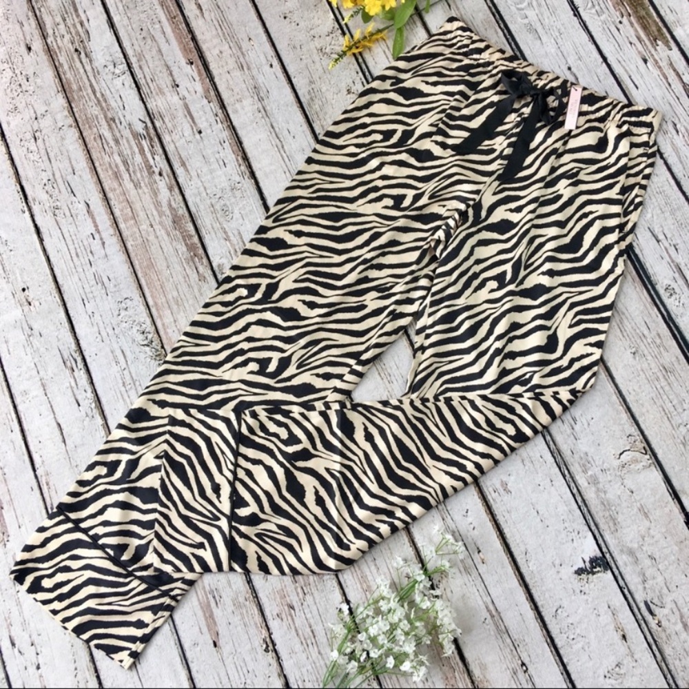 NWT Victoria’s Secret Medium Satin Sleep Pant PJ VS Zebra Silky Comfy Pajamas